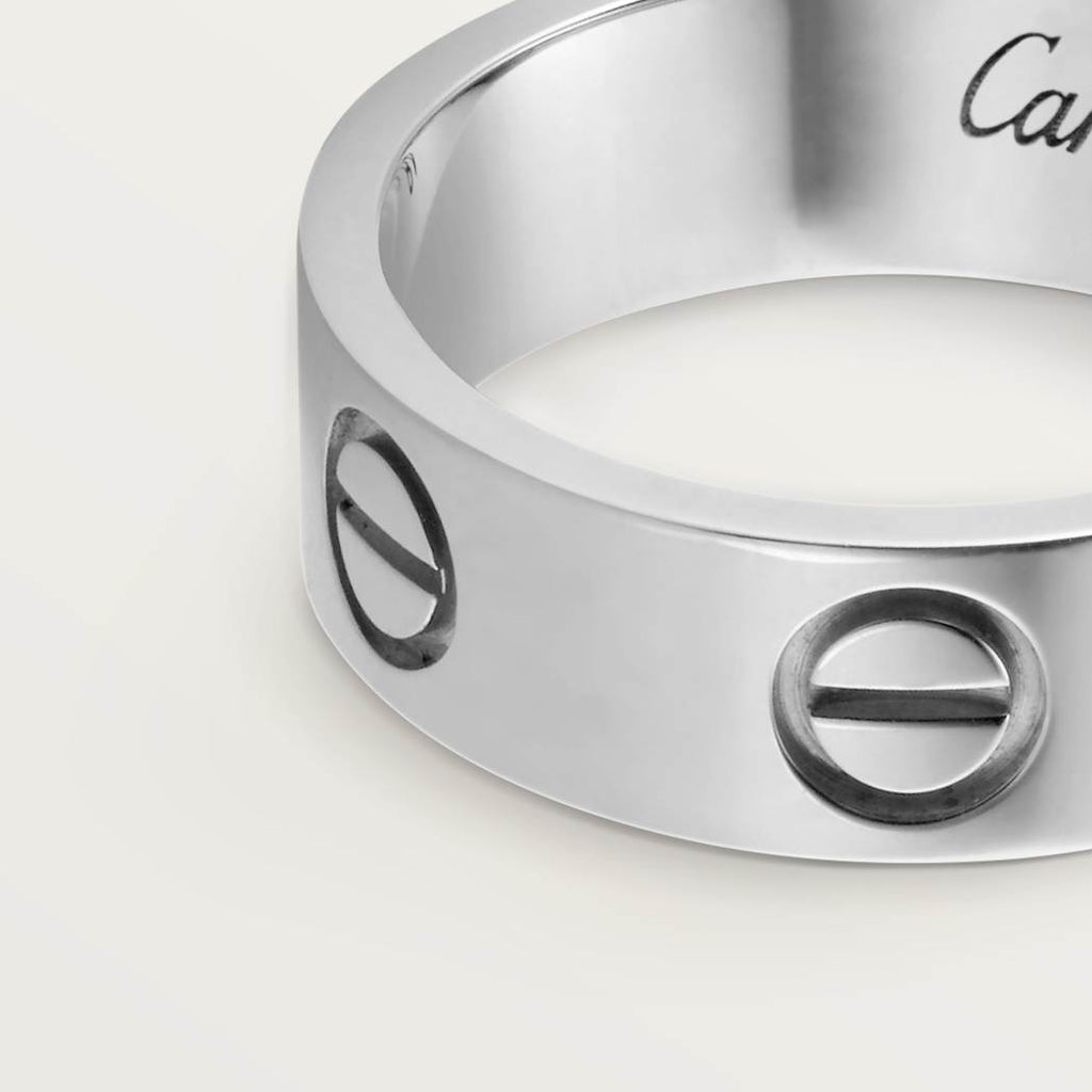 Cartier 18K white gold classic LOVE ring 5mm wide without diamonds
