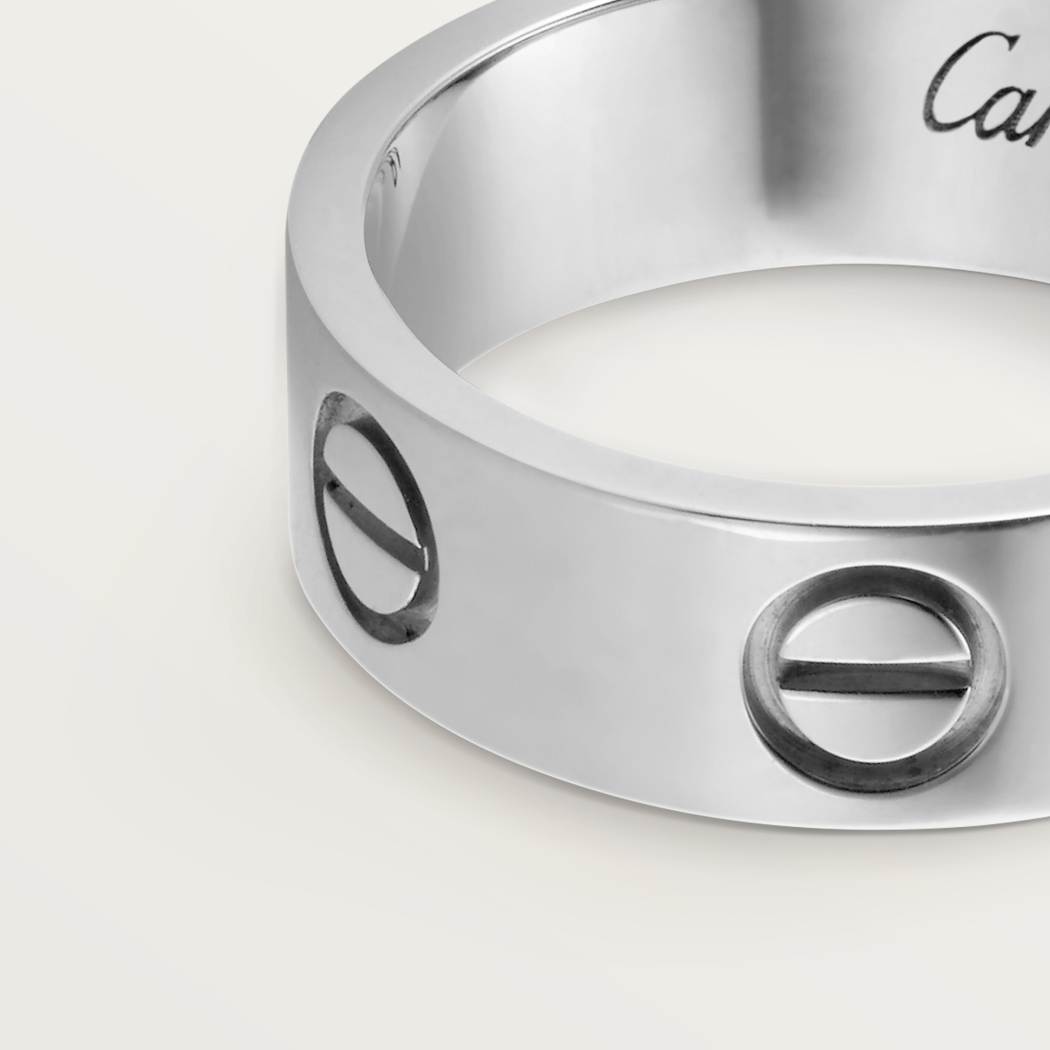 Cartier 18K white gold classic LOVE ring 5mm wide without diamonds