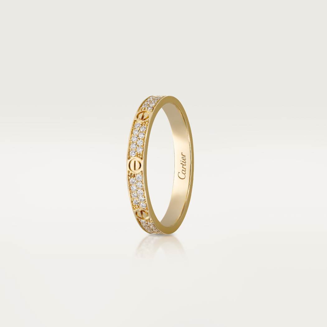 Cartier 18K gold LOVE small ring with 2 rows of diamonds