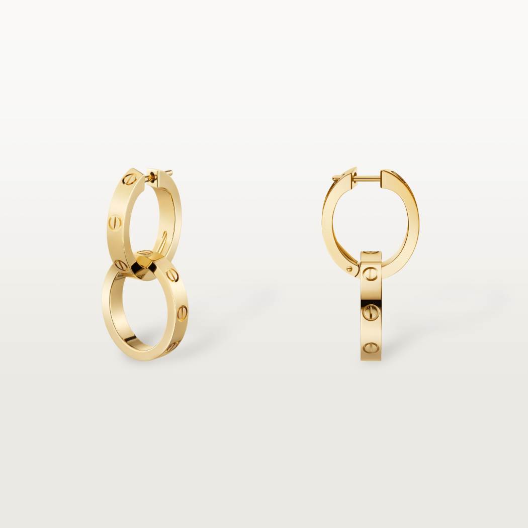 Cartier 18K gold LOVE round 2-ring earrings without diamonds
