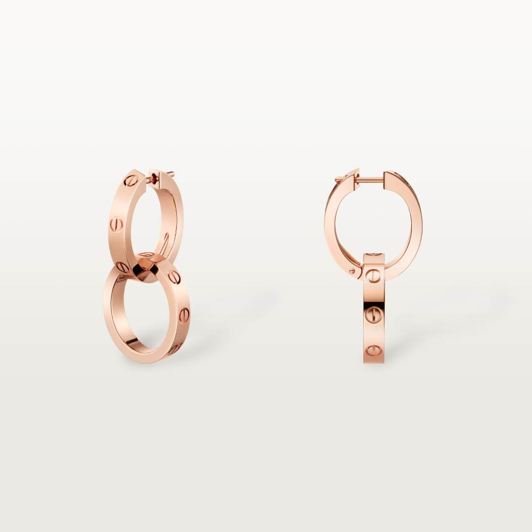 Cartier 18K rose gold LOVE round 2-ring earrings without diamonds