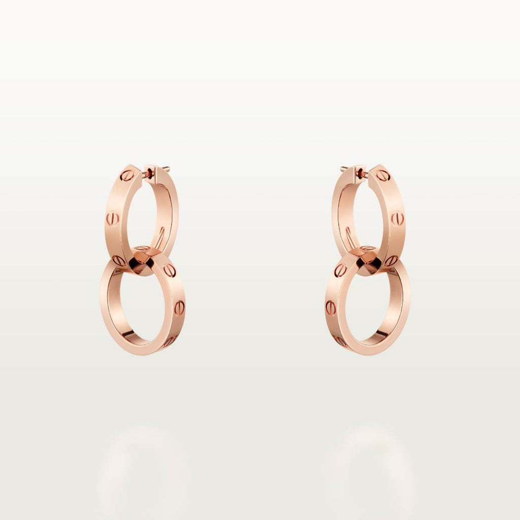 Cartier 18K rose gold LOVE round 2-ring earrings without diamonds