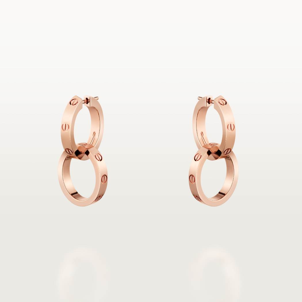 Cartier 18K rose gold LOVE round 2-ring earrings without diamonds