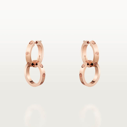 Cartier 18K rose gold LOVE round 2-ring earrings without diamonds