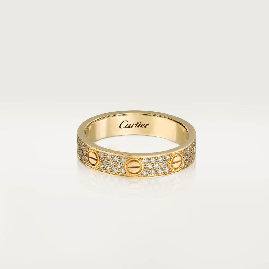 Cartier 18K gold LOVE ring 5mm with 3 rows of diamonds