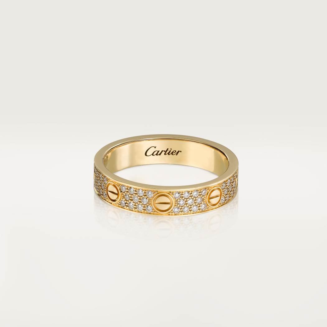Cartier 18K gold LOVE ring 5mm with 3 rows of diamonds