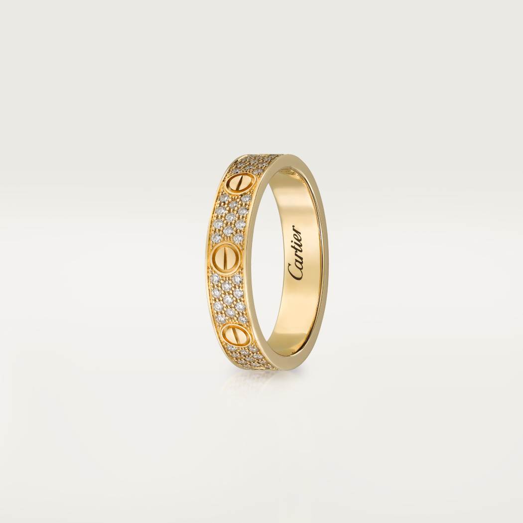 Cartier 18K gold LOVE ring 5mm with 3 rows of diamonds