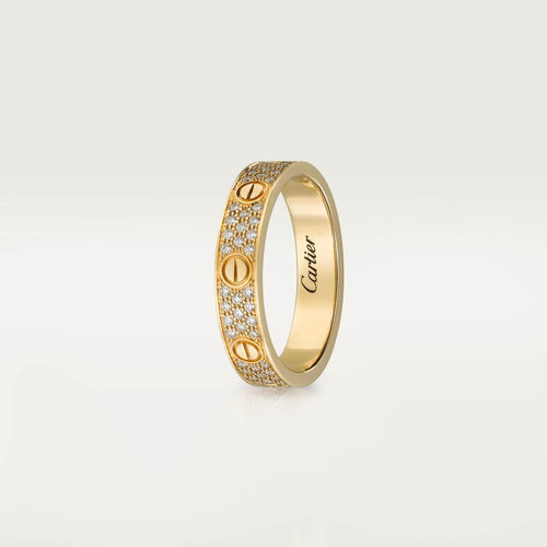 Cartier 18K gold LOVE ring 5mm with 3 rows of diamonds