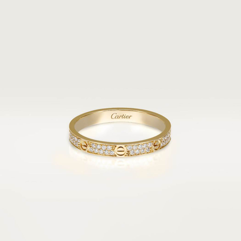 Cartier 18K gold LOVE small ring with 2 rows of diamonds