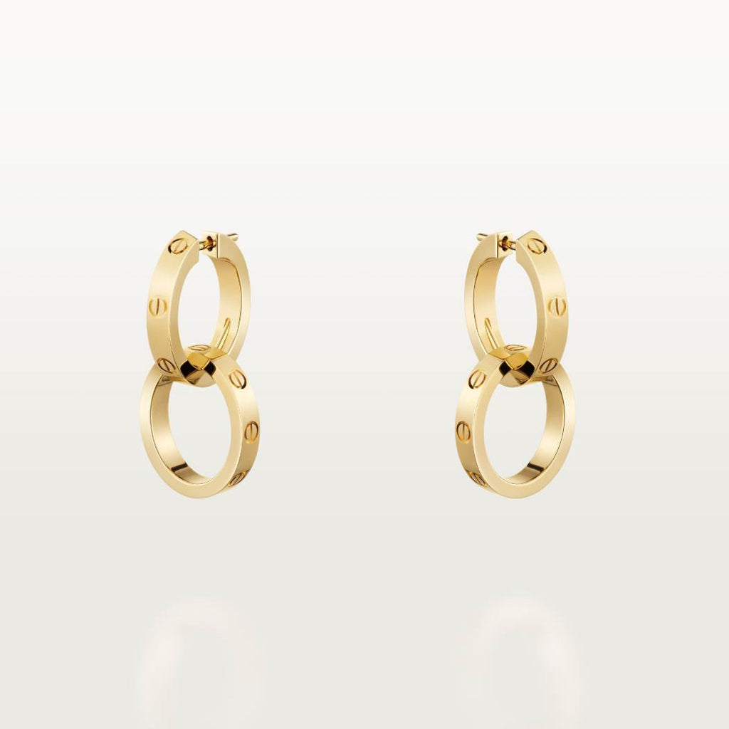 Cartier 18K gold LOVE round 2-ring earrings without diamonds
