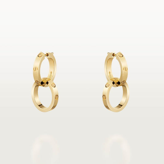 Cartier 18K gold LOVE round 2-ring earrings without diamonds