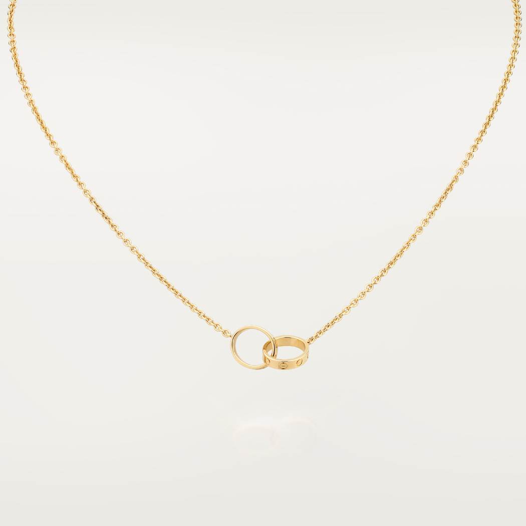 Cartier 18K gold LOVE two-ring pendant necklace without diamonds