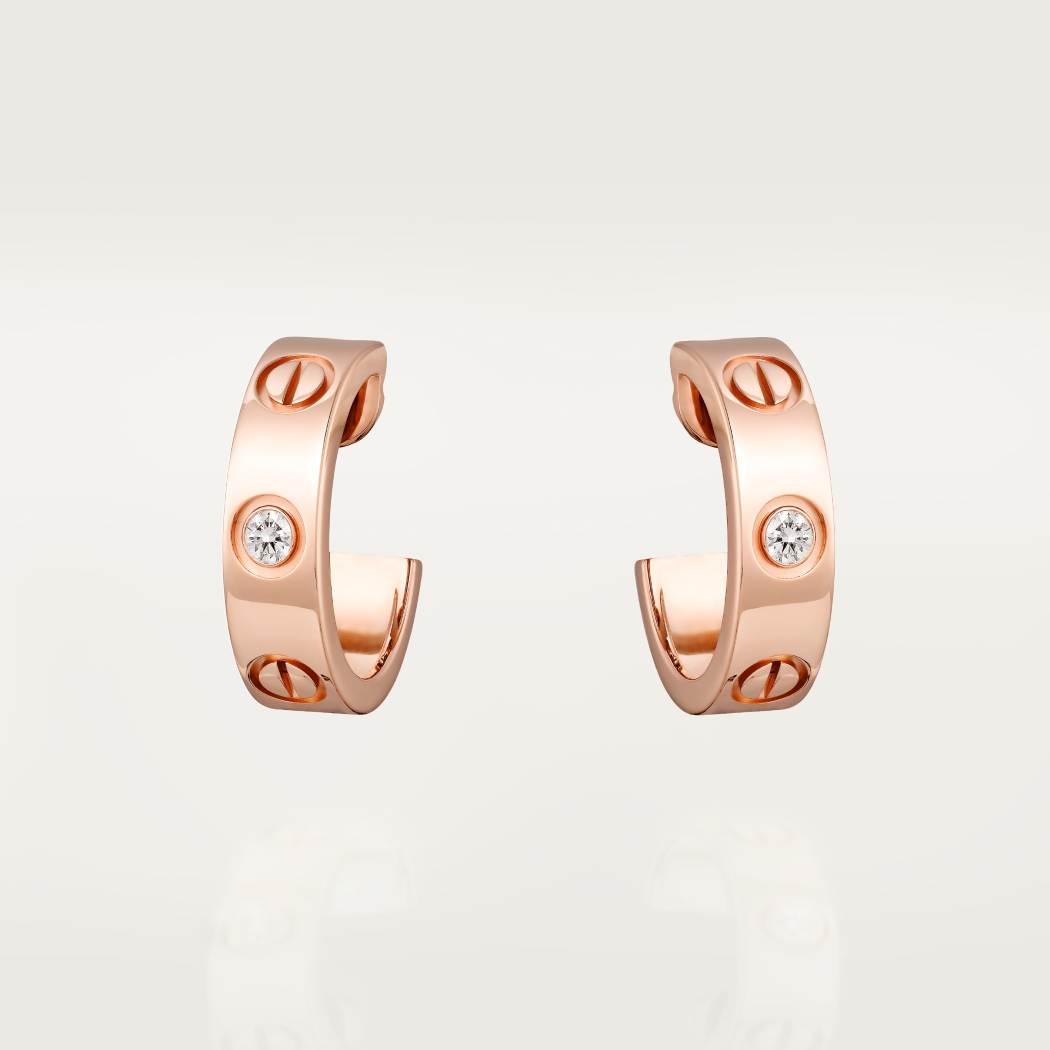 Cartier 18K rose gold LOVE round 2-diamond earrings