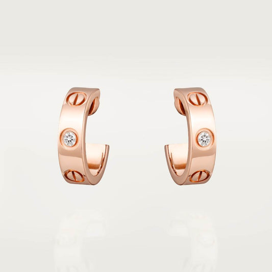 Cartier 18K rose gold LOVE round 2-diamond earrings