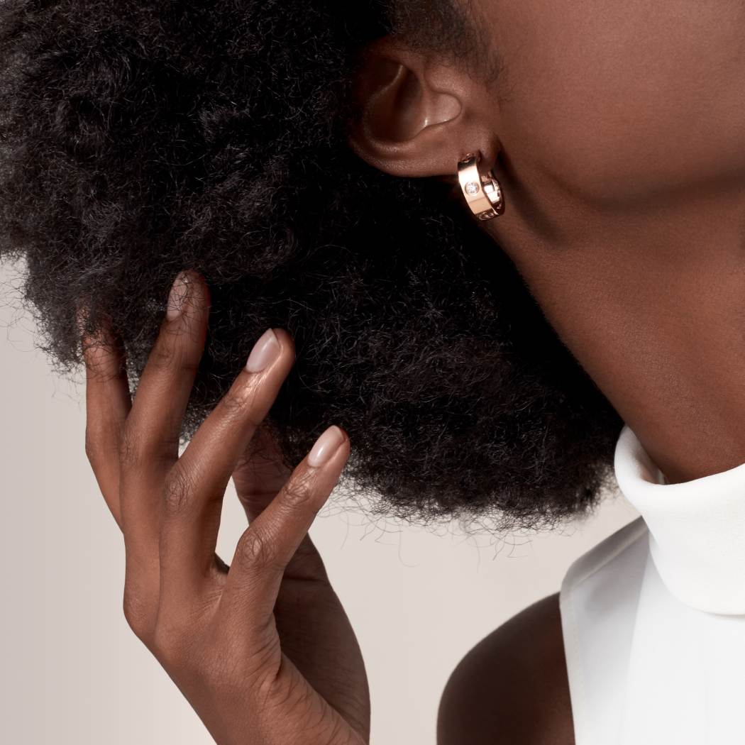 Cartier 18K rose gold LOVE round 2-diamond earrings