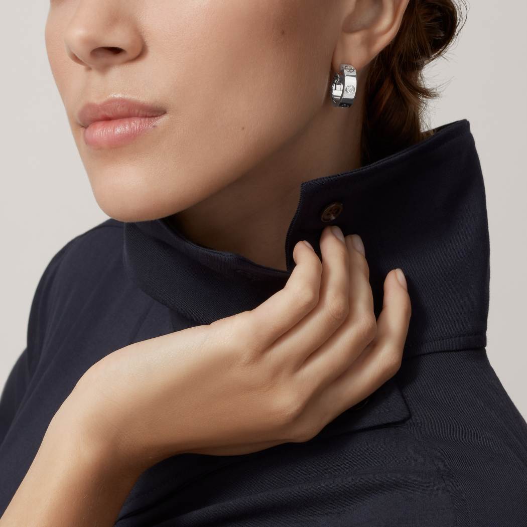 Cartier 18K white gold LOVE round 2-diamond earrings