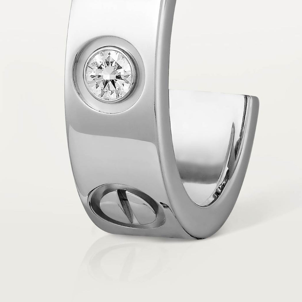Cartier 18K white gold LOVE round 2-diamond earrings
