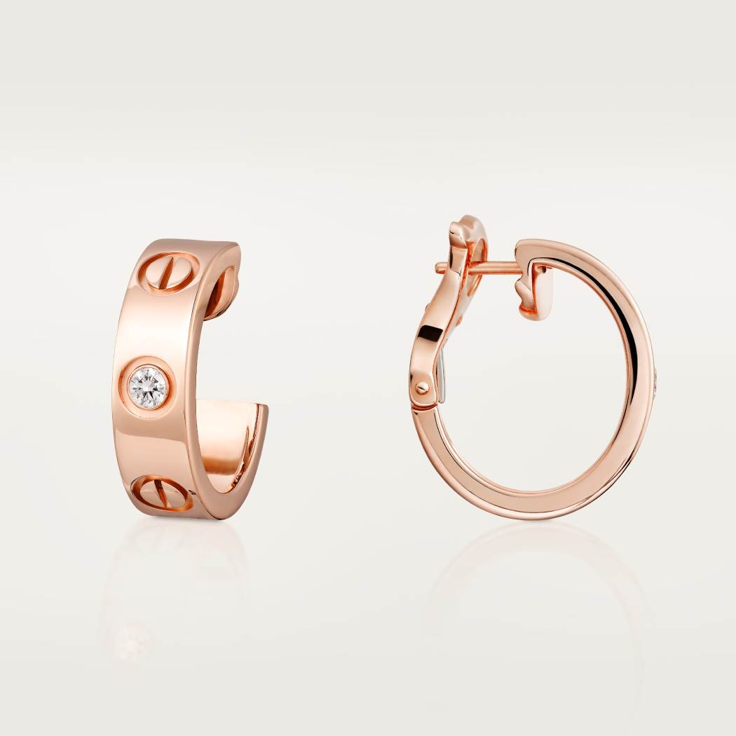Cartier 18K rose gold LOVE round 2-diamond earrings