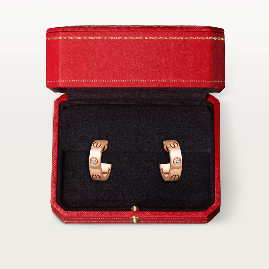 Cartier 18K rose gold LOVE round 2-diamond earrings