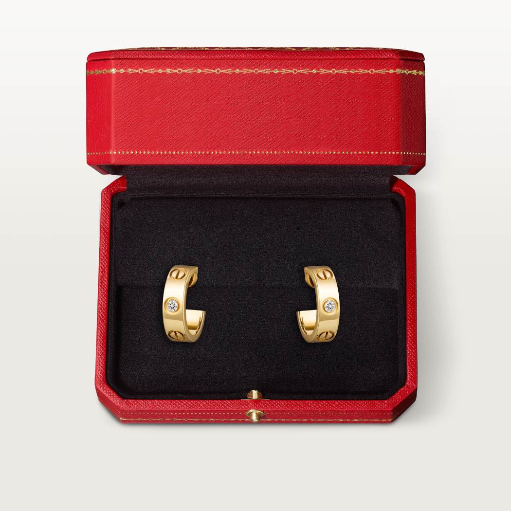 Cartier 18K gold LOVE round 2-diamond earrings