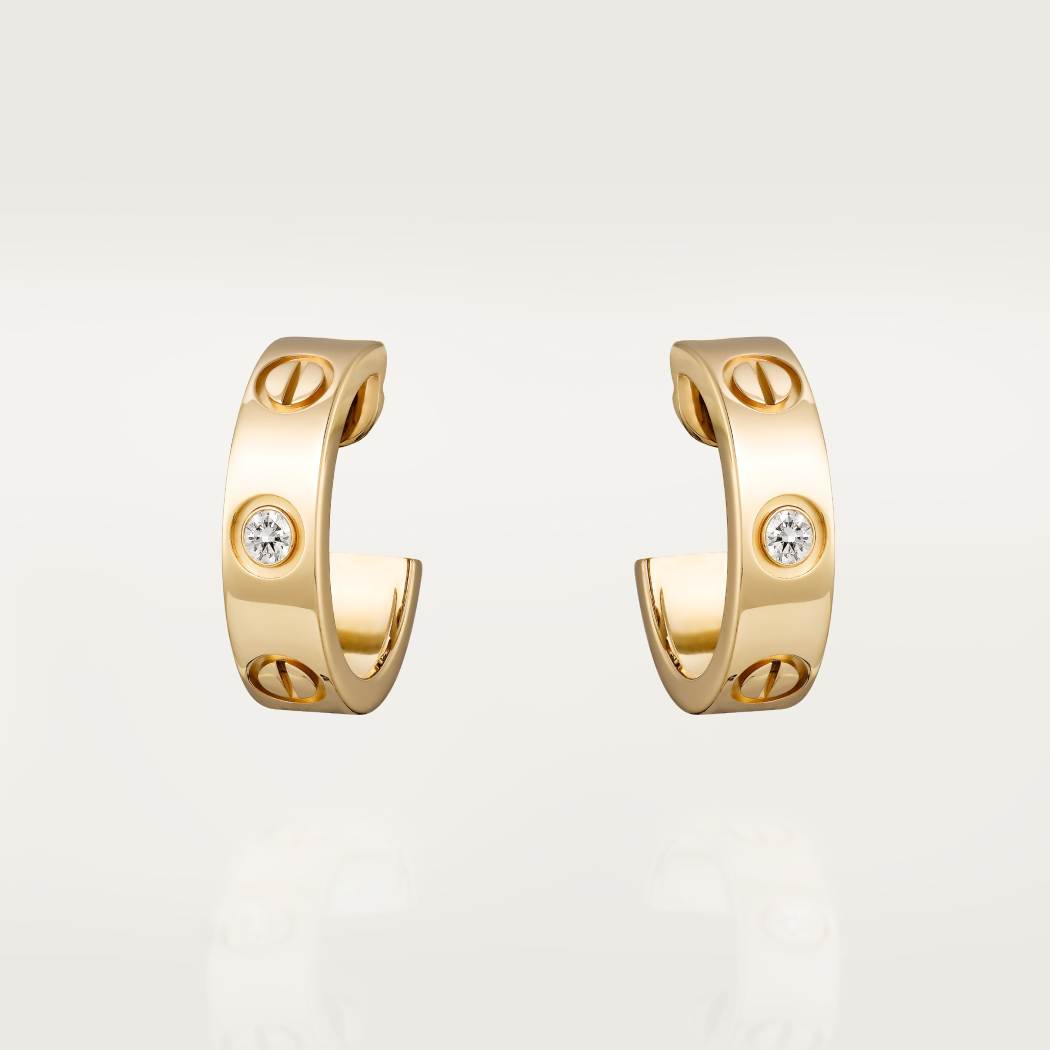 Cartier 18K gold LOVE round 2-diamond earrings