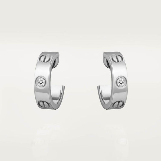 Cartier 18K white gold LOVE round 2-diamond earrings