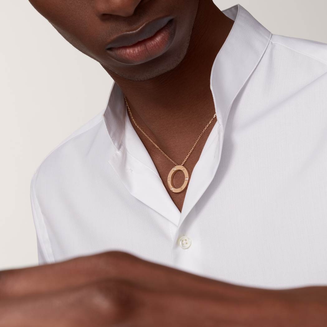 Cartier 18K rose gold LOVE 3 diamond Pendant necklace