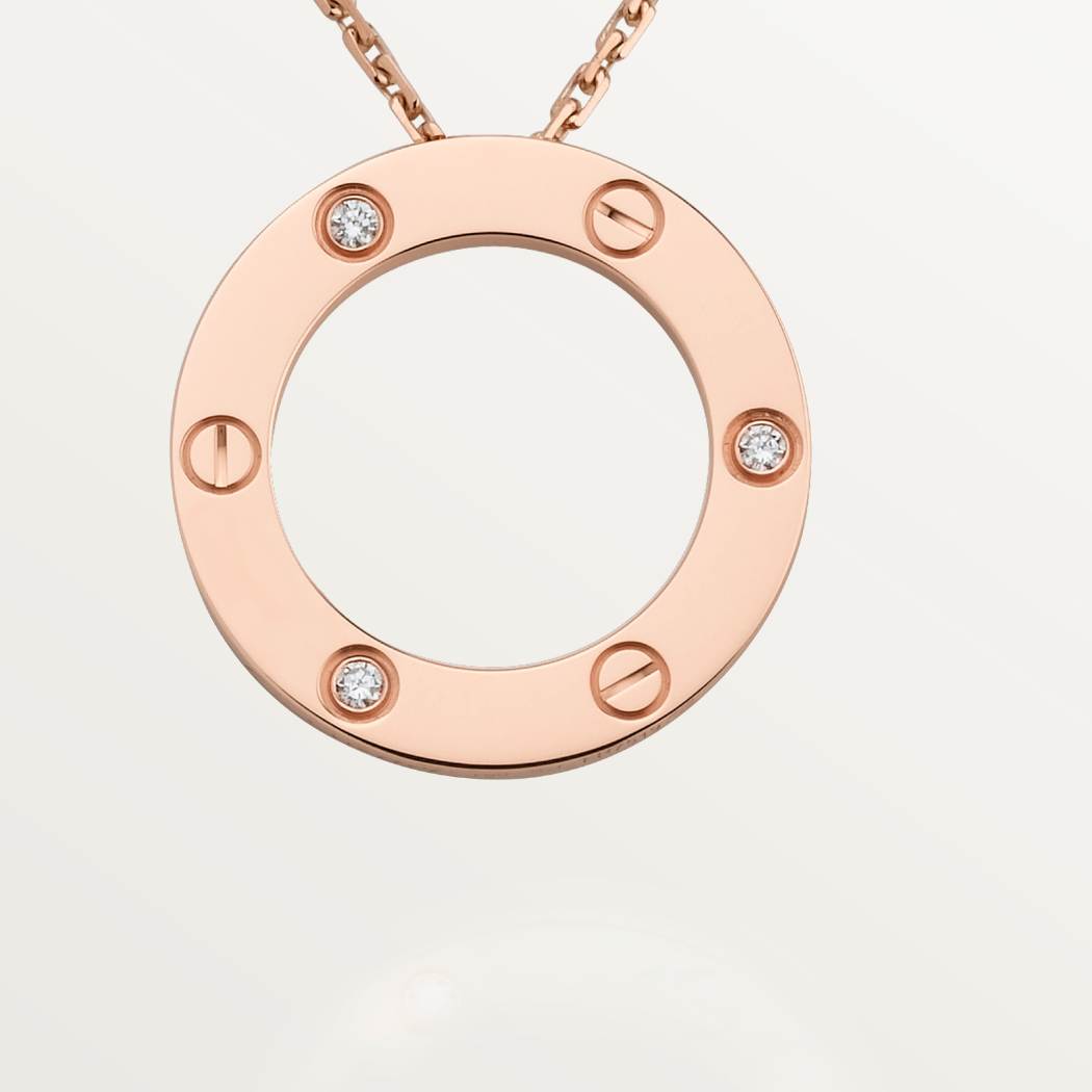 Cartier 18K rose gold LOVE 3 diamond Pendant necklace