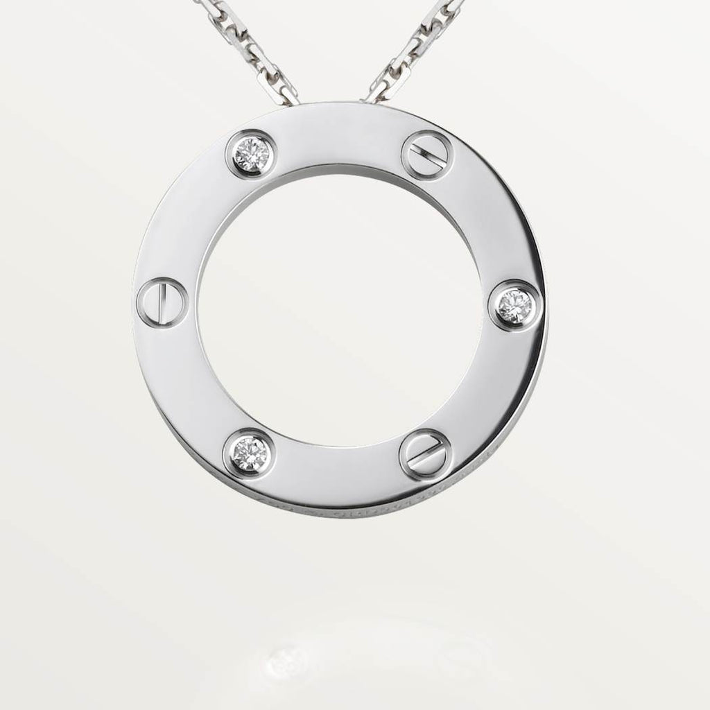 Cartier 18K white gold LOVE 3 diamond Pendant necklace