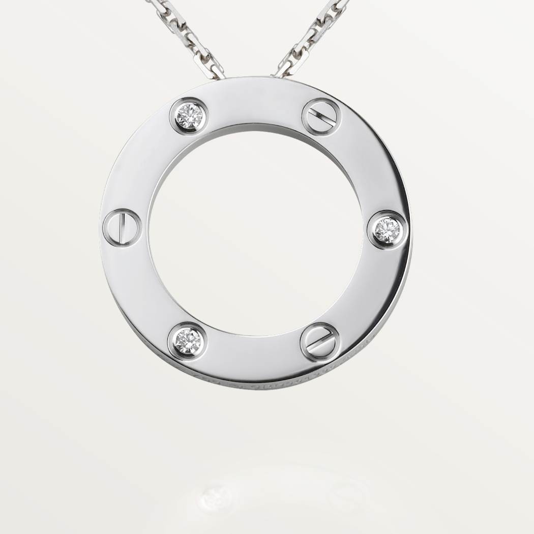 Cartier 18K white gold LOVE 3 diamond Pendant necklace