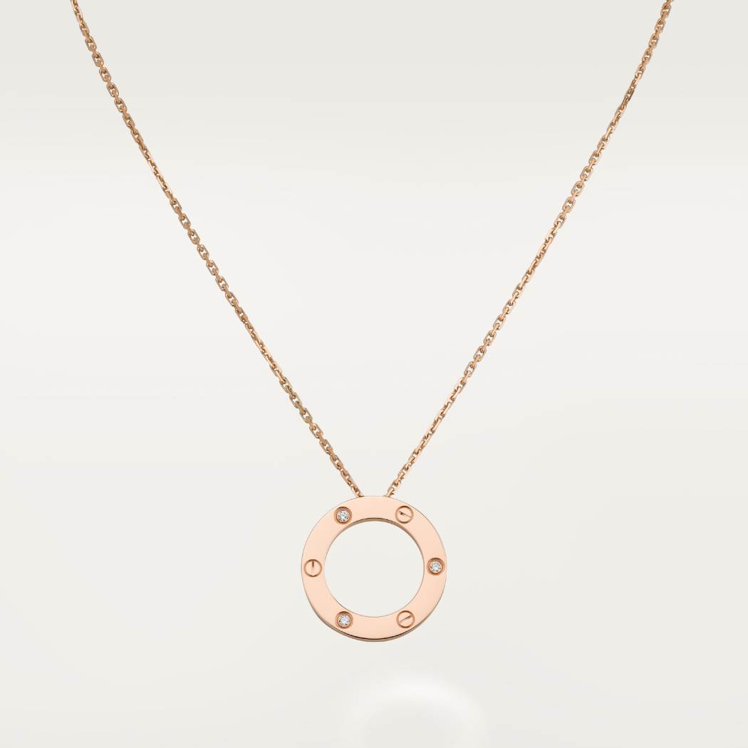 Cartier 18K rose gold LOVE 3 diamond Pendant necklace