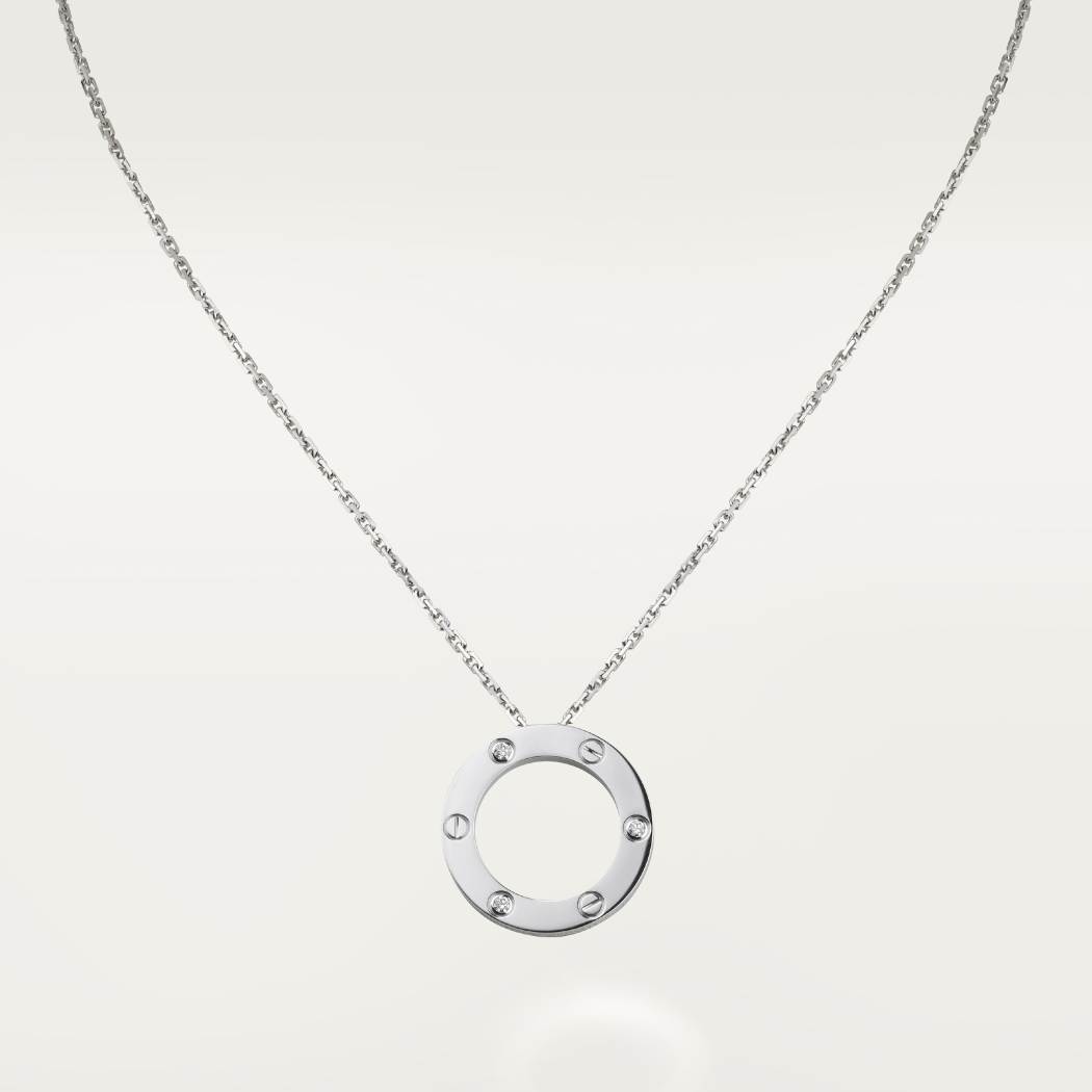 Cartier 18K white gold LOVE 3 diamond Pendant necklace