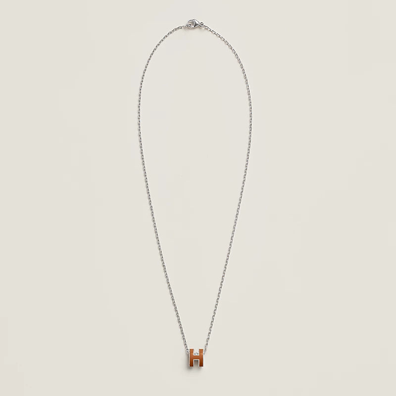 Hermes Mini Pop H Pendant brown necklace