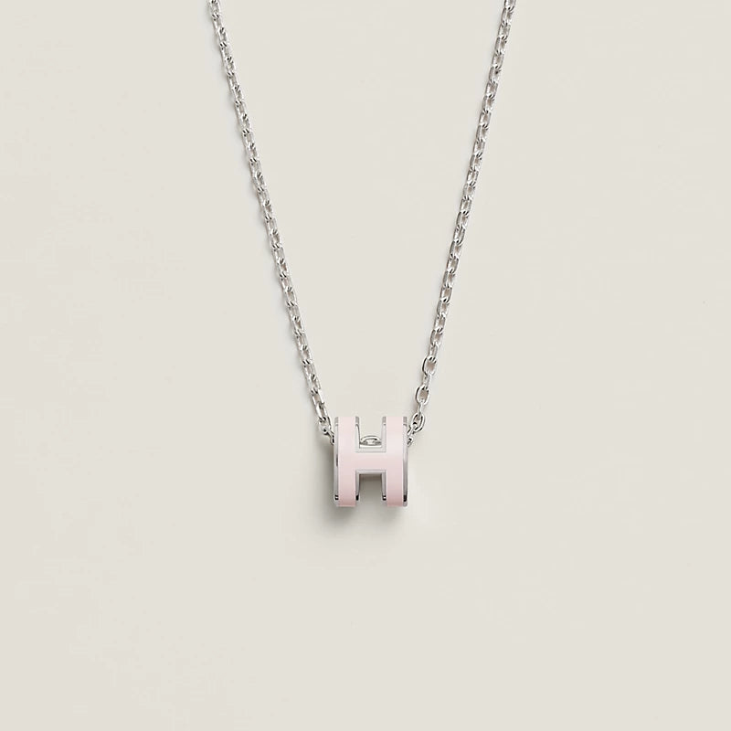 Hermes Mini Pop H Pendant light pink necklace