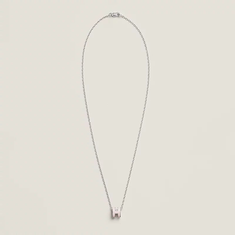 Hermes Mini Pop H Pendant light pink necklace