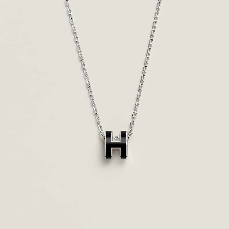 Hermes Mini Pop H Pendant black necklace