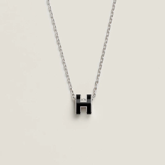 Hermes Mini Pop H Pendant black necklace