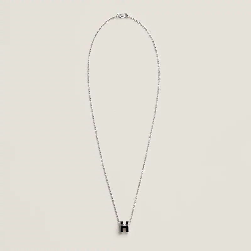 Hermes Mini Pop H Pendant black necklace