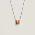 Hermes Mini Pop H Pendant brown necklace