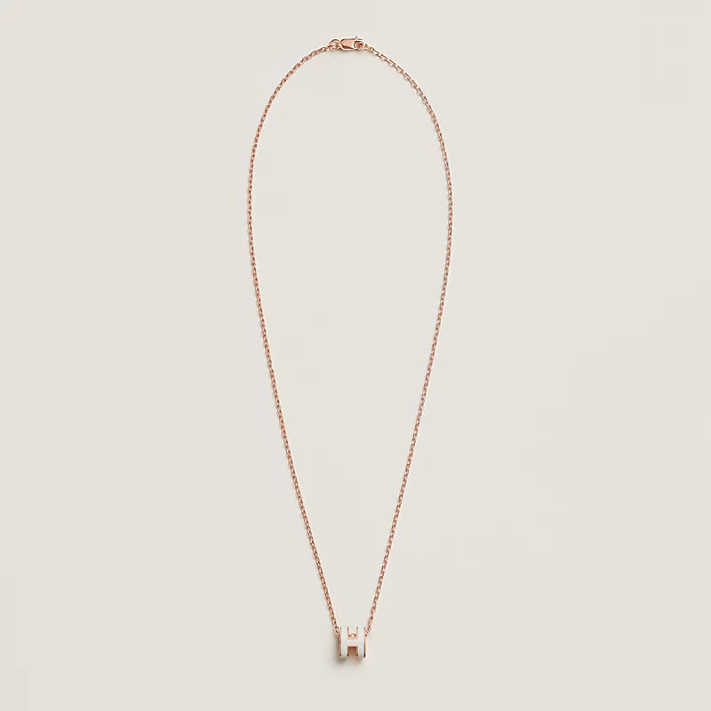 Hermes Mini Pop H White Pendant Rose gold necklace
