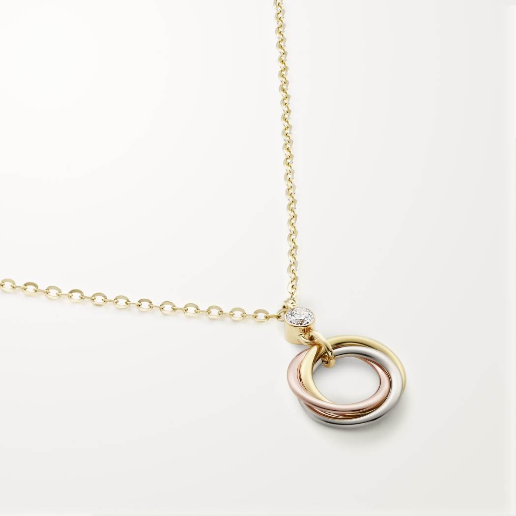 Cartier 18K 3-color pendant paired with diamond necklace TRINIYT