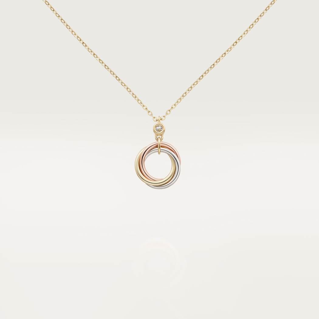 Cartier 18K 3-color pendant paired with diamond necklace TRINIYT