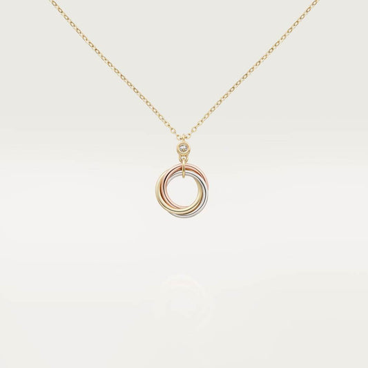 Cartier 18K 3-color pendant paired with diamond necklace TRINIYT