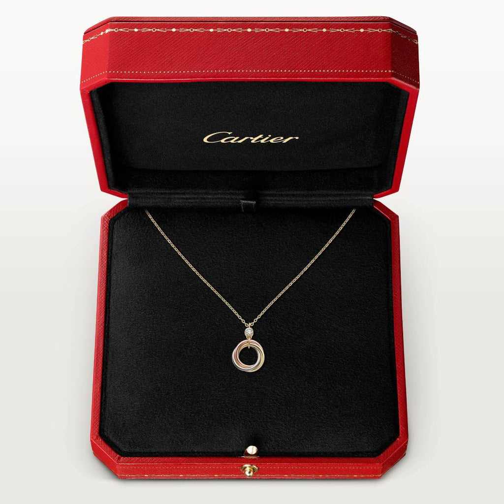 Cartier 18K 3-color pendant paired with diamond necklace TRINIYT