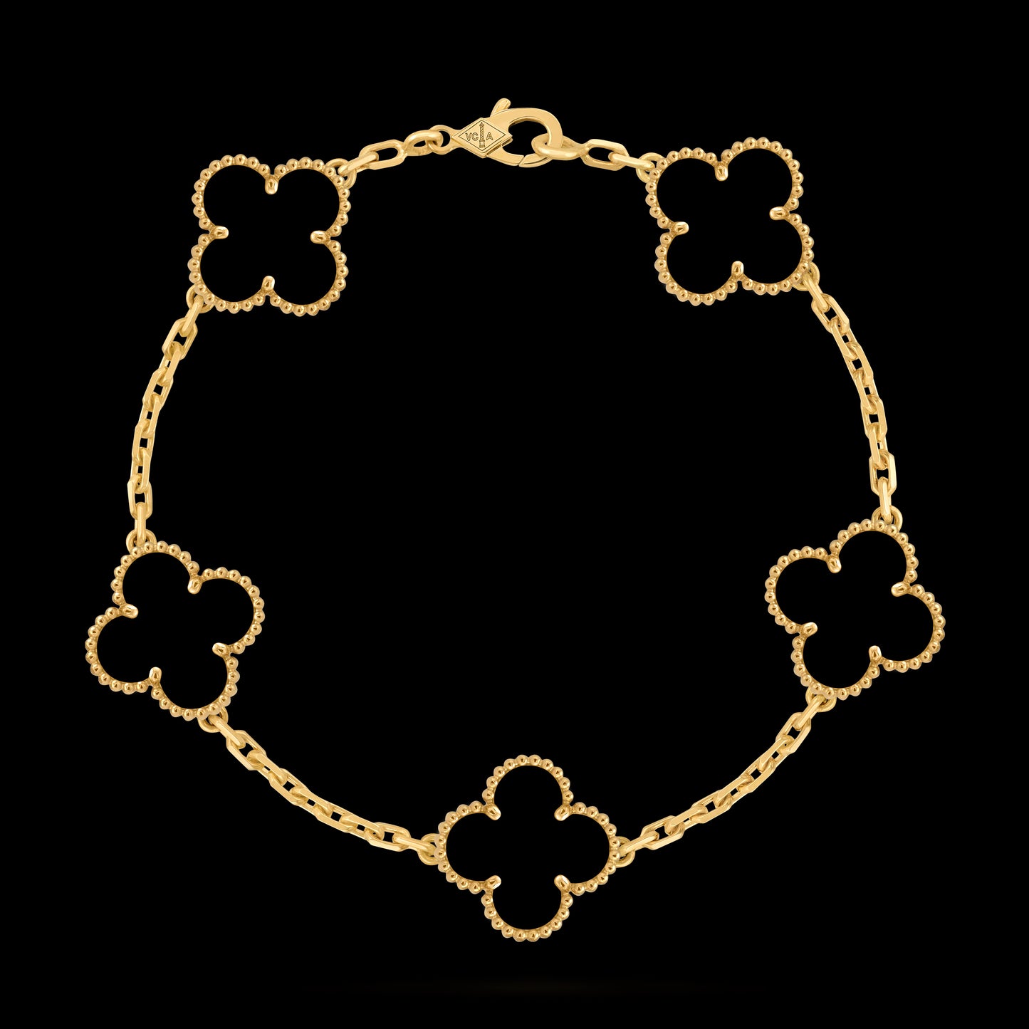 VCA Four-leaf Clover 5-flower bracelet in gold with black mother-of-pearl