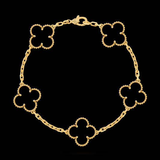 VCA Four-leaf Clover 5-flower bracelet in gold with black mother-of-pearl