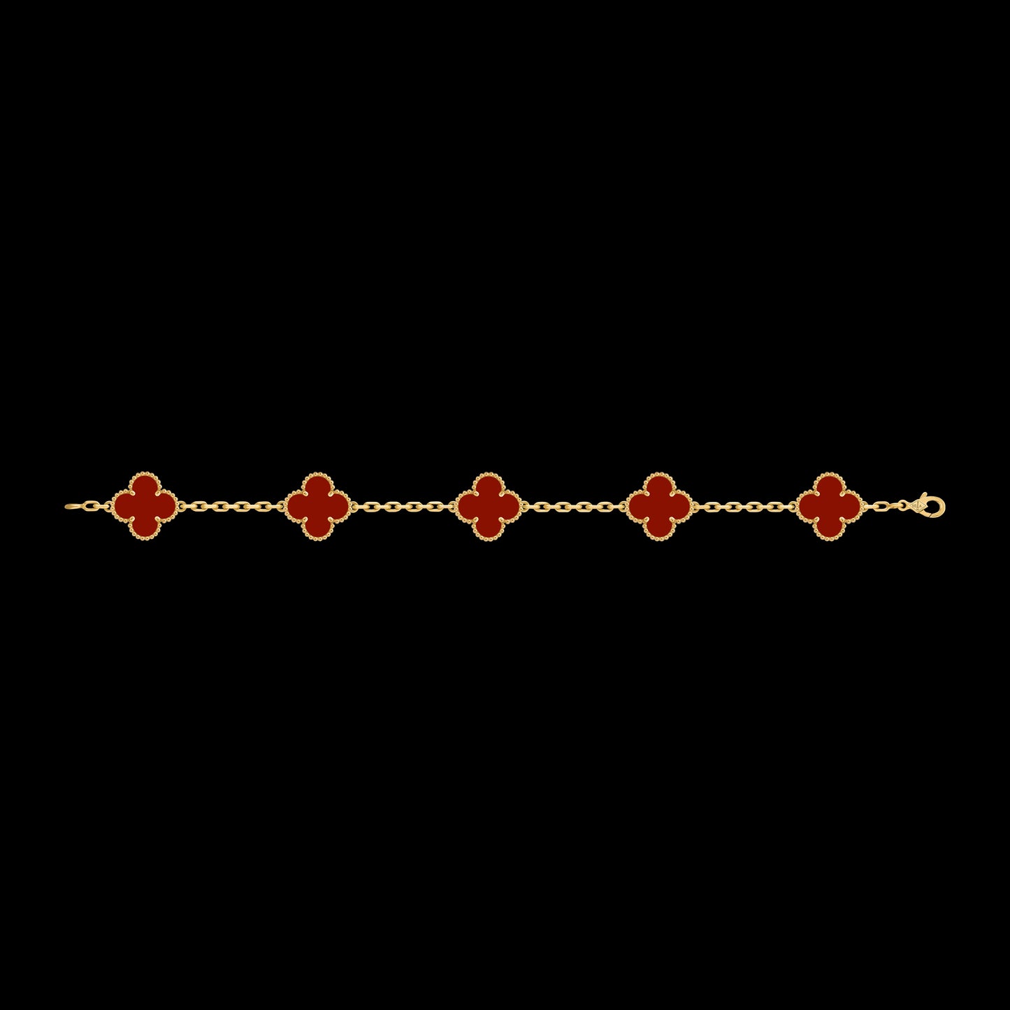 VCA Four-leaf Clover 5-flower gold bracelet paired with carnelian