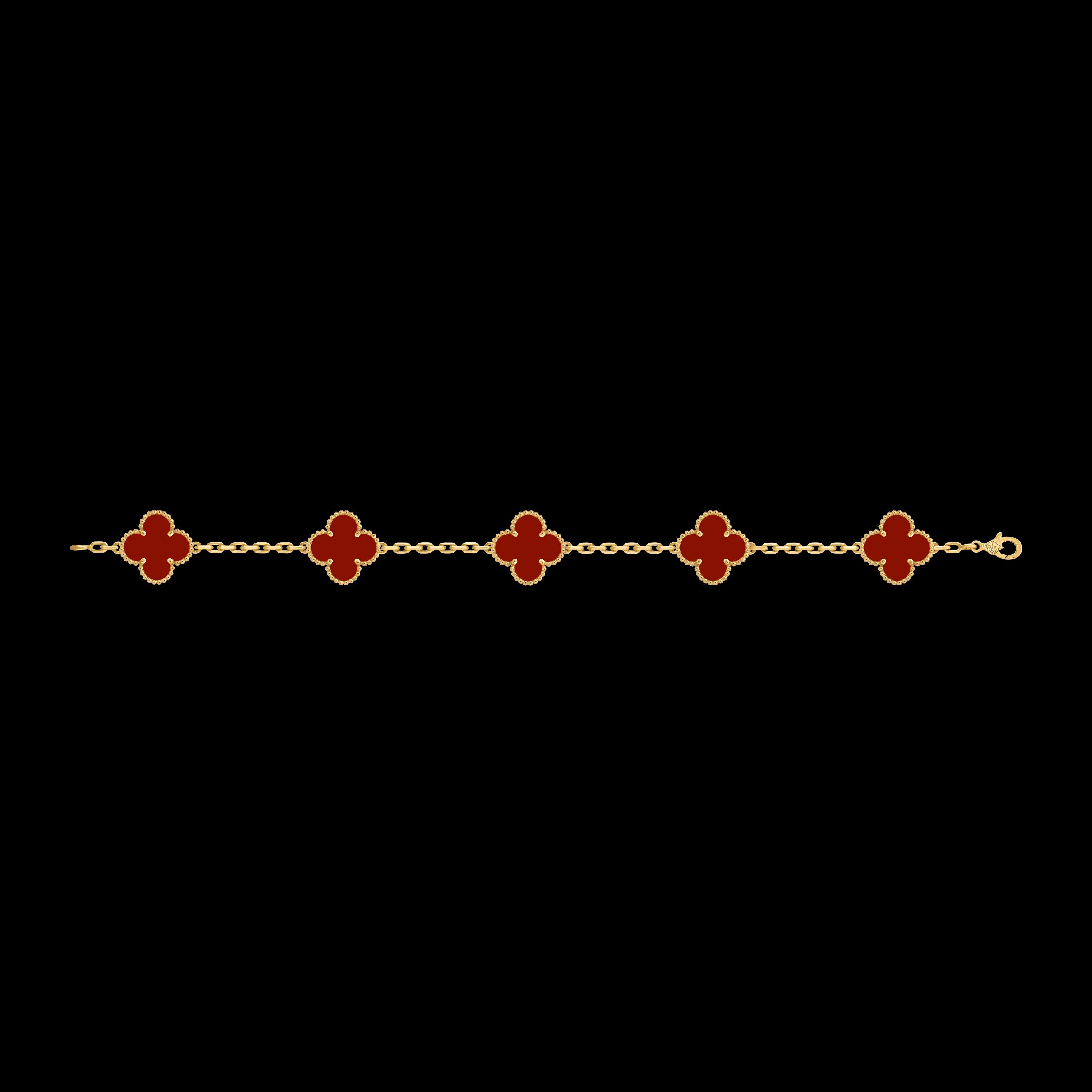 VCA Four-leaf Clover 5-flower gold bracelet paired with carnelian