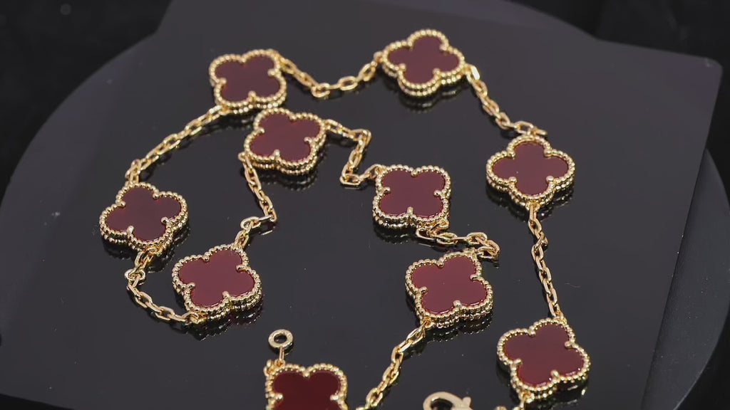VCA Ten Layers of lucky protection: Luxurious red four-leaf clover layered necklace