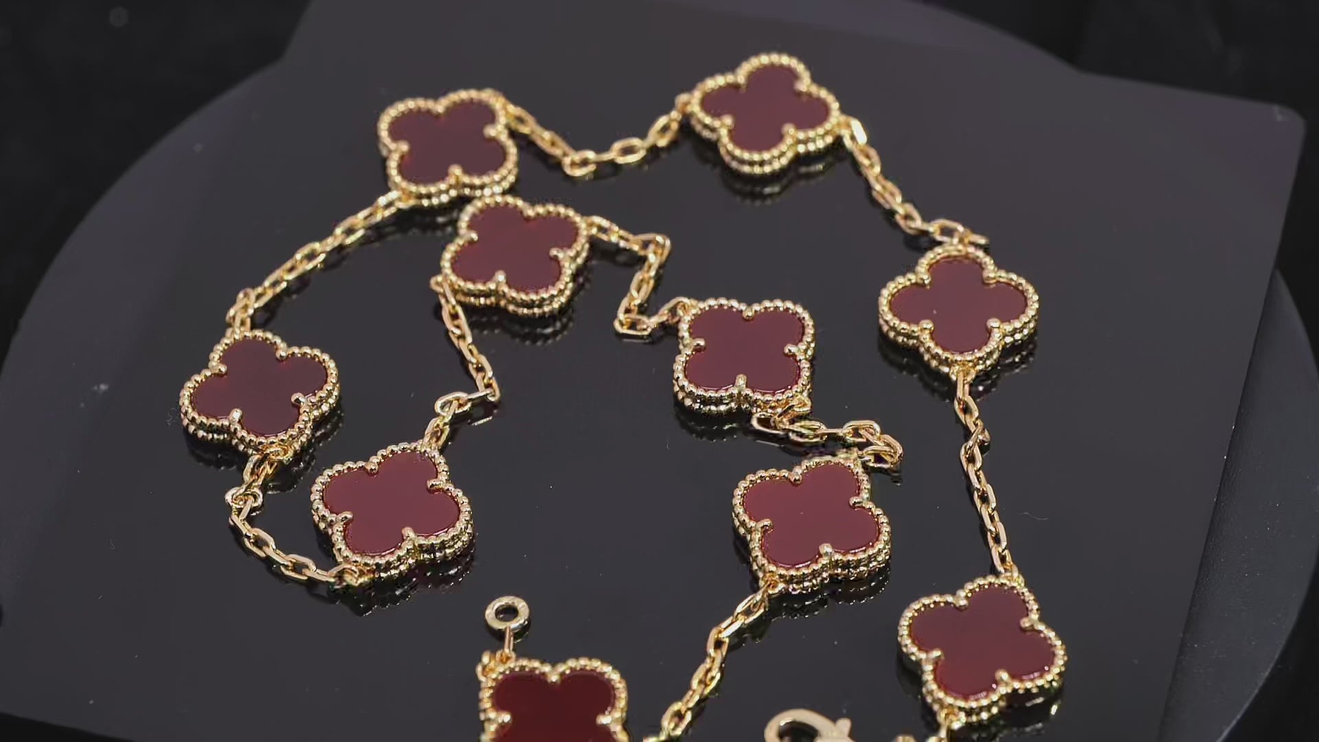 VCA Ten Layers of lucky protection: Luxurious red four-leaf clover layered necklace